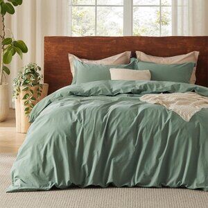 Bedsure 100% Washed Cotton Duvet Cover King Size